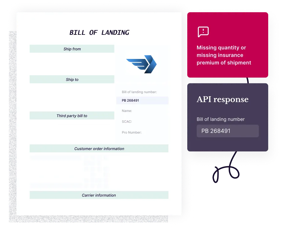 find missing information from bill of lading